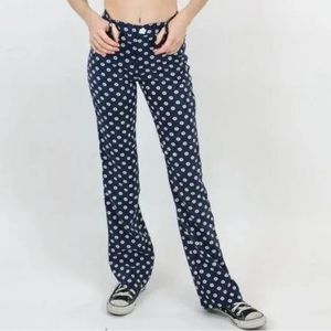 **SOLD** 🫶🏼 The Kript Sunny Pants Navy White Daisy Corduroy Flare Pants